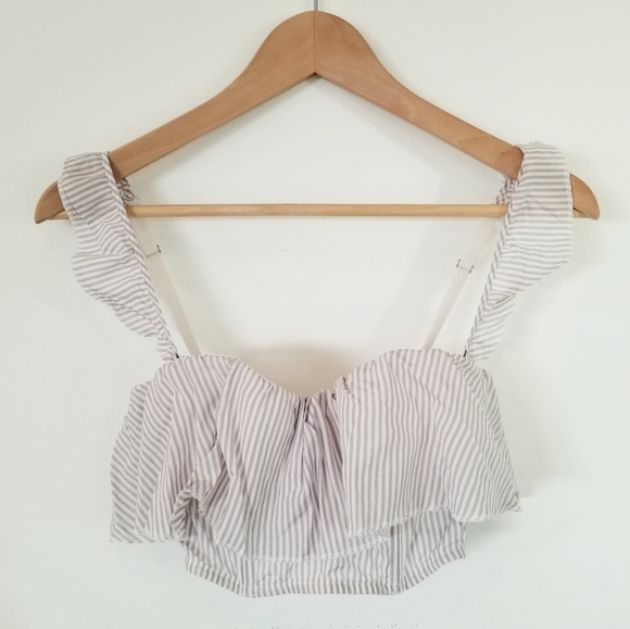 Victoria's Secret Striped Ruffle Bra Bralette Bandeau Crop Top Bustier NWT 32B - Picture 9 of 16